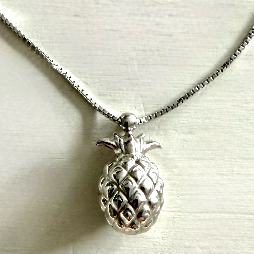 Sterling Silver Dyadema 925 Italy Pineapple Pendant Necklace